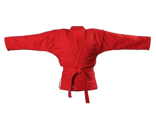 Куртка для самбо. Цвет красный. Размер 40. Состав: 100% хлопок, плотность 550гр./кв.м