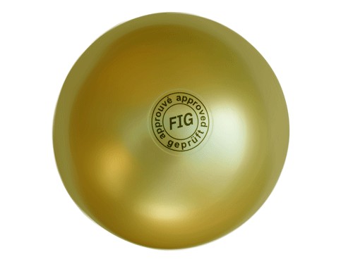 Мяч для художественной гимнастики профессиональный 19см 400грамм. Цвет золотистый. Одобрен международной федерацией художественной гимнасти (FIG). На мяче имеется маркировка FIG approved :(АВ2801):
