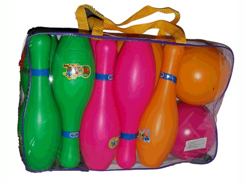 Набор для боулинга, подростковый в рюкзаке(кегли 30см - 10шт,шар d 23,5см - 2шт) :(11881-12):