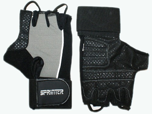 Перчатки для тяжёлой атлетики с напульсником. Цвет: чёрно-серый. Материал: кожа, замша. Размер XXL. :(A):