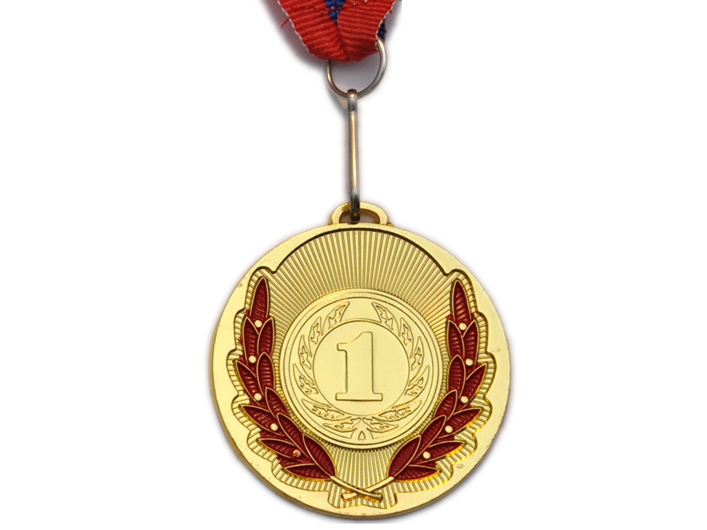 Медаль спортивная с лентой 1 место d - 5 см :508-1