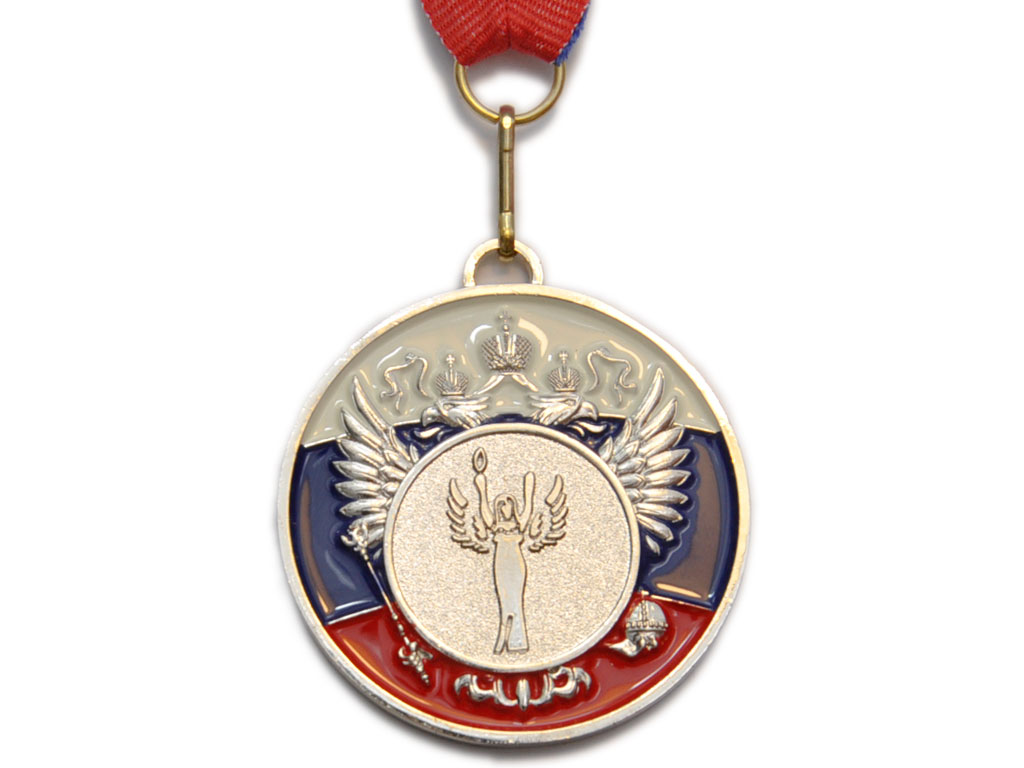 Медаль спортивная с лентой 2 место d - 5 см :5200-8