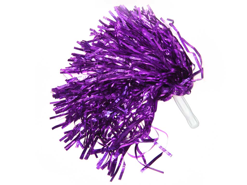 Помпоны для черлидинга металлизированные. Цвет фиолетовый. Ручка пластмассовая: длина 10 см, диаметр 2 см. SLB-40Ф