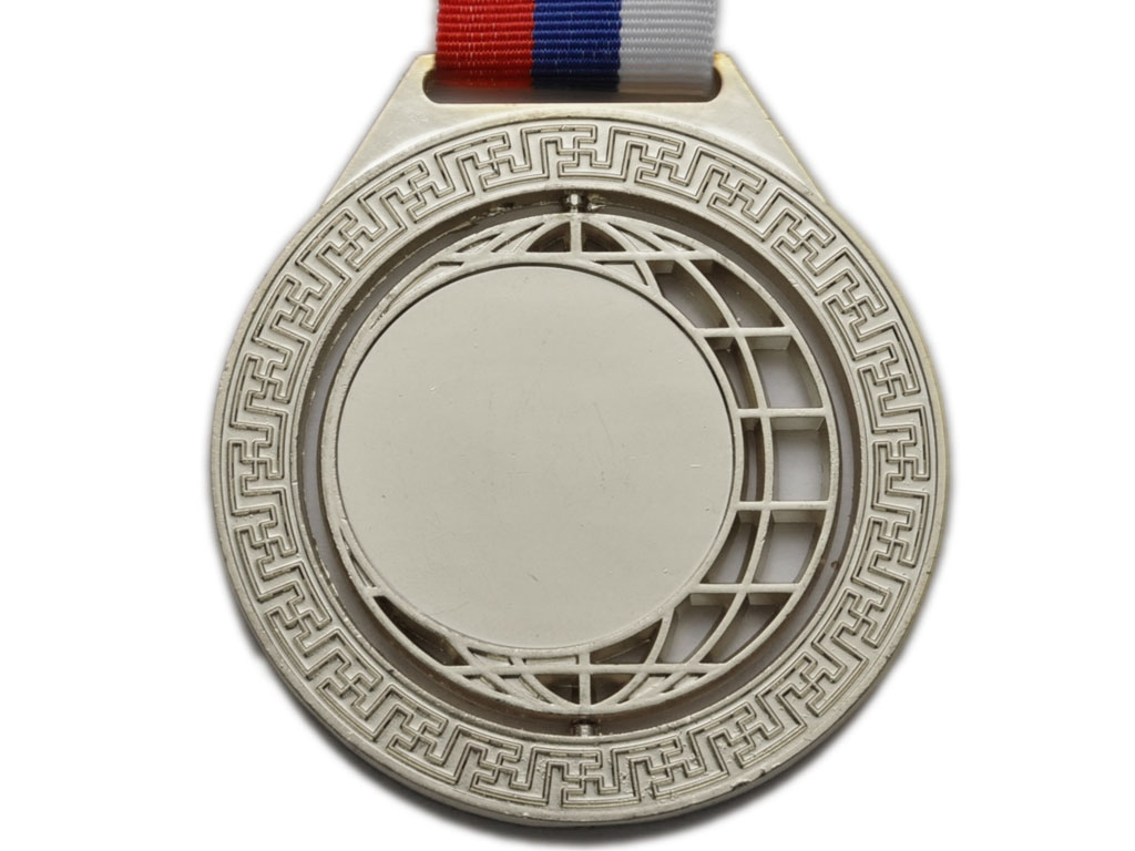 Медаль спортивная с лентой 2 место d - 7,5 см :5703-2