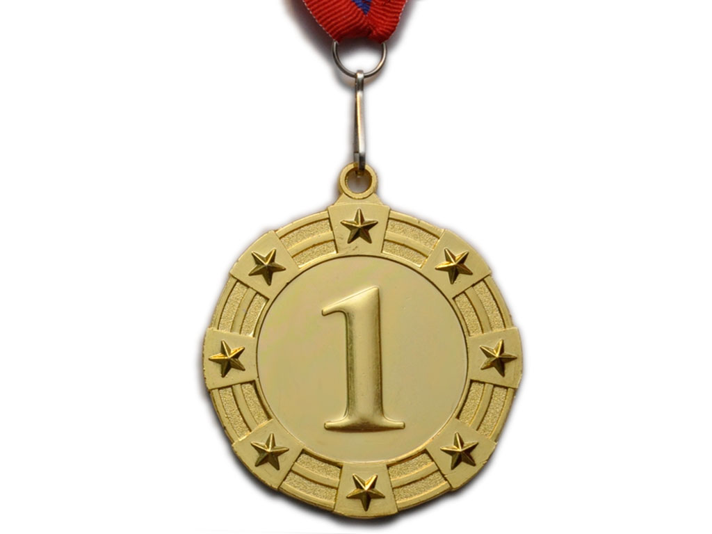 Медаль спортивная с лентой 1 место d - 6,5 см :5605-1