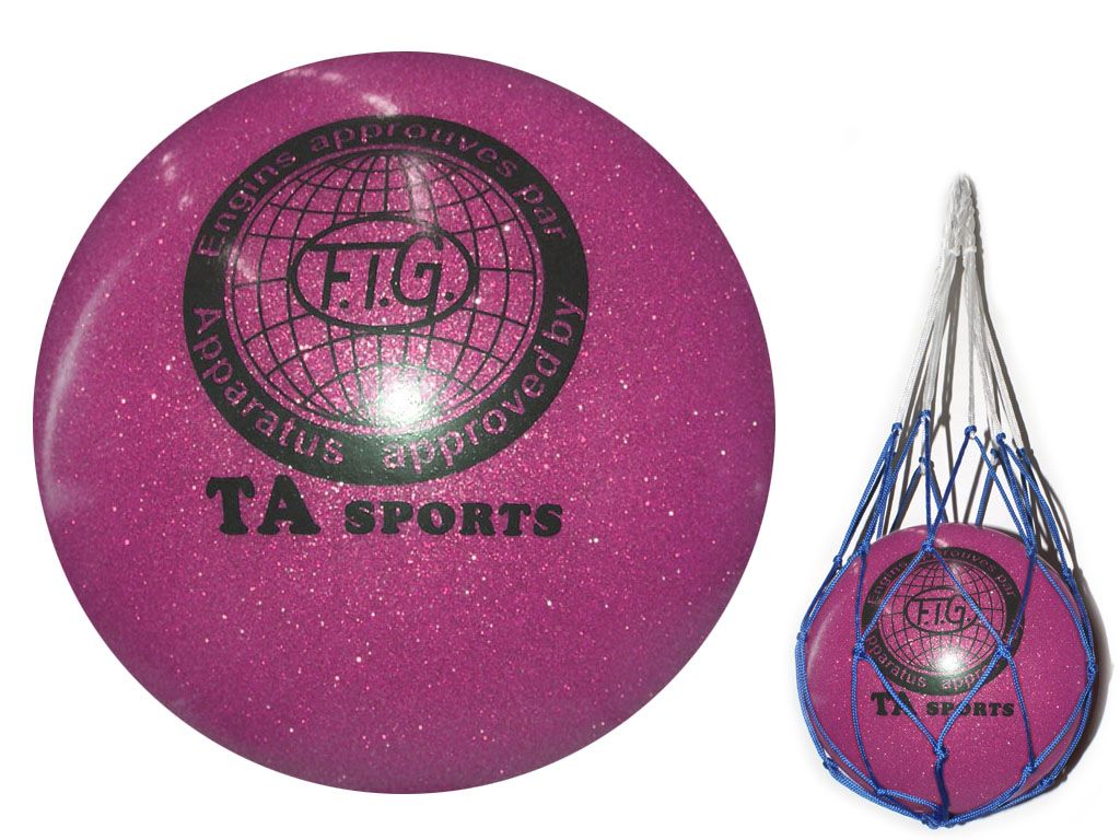 Мяч для художественной гимнастики. Диаметр 15 см. Цвет розовый имитация 