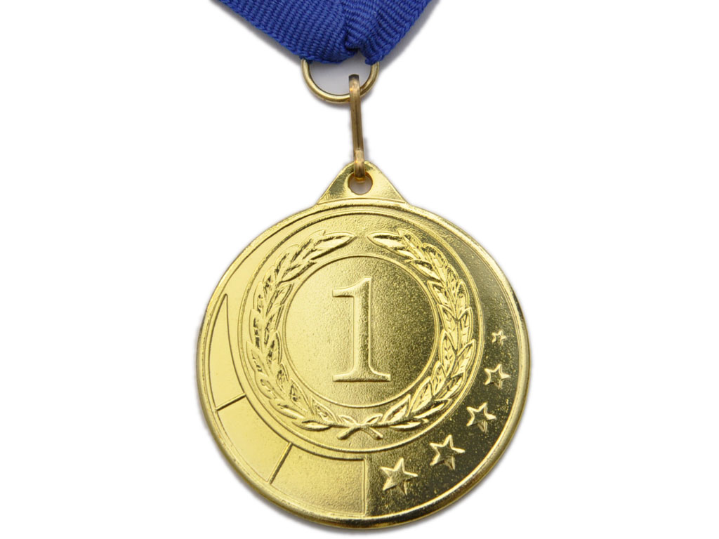 Медаль наградная с лентой за 1 место. Диаметр 5 см. МТ852-1