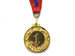 Медаль спортивная с лентой 1 место d - 4 см :400-1 купить оптом у поставщика sprinter-opt.ru