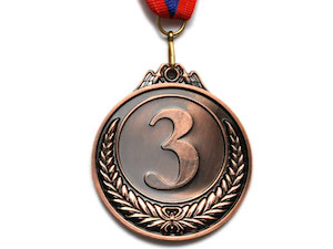 Медаль спортивная с лентой 3 место d - 5 см :PF-3 купить оптом у поставщика sprinter-opt.ru