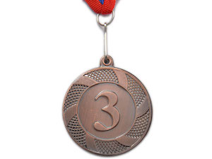 Медаль спортивная с лентой 3 место d - 5 см :T501-3 купить оптом у поставщика sprinter-opt.ru