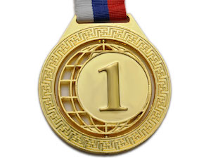 Медаль спортивная с лентой 1 место d - 7 см :5703-1 купить оптом у поставщика sprinter-opt.ru