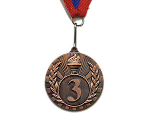 Медаль спортивная с лентой за 3 место. Диаметр 5 см: 1702-3 купить оптом у поставщика sprinter-opt.ru