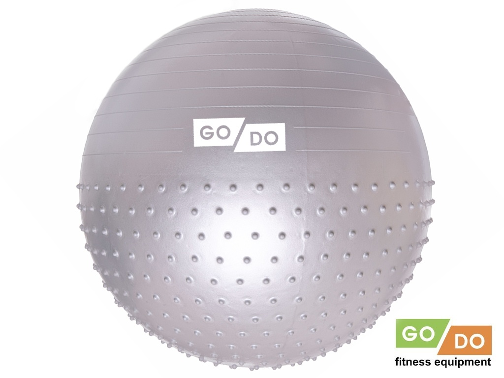 Мяч для фитнеса комбинированный с массажными шипами серый 55 см ВМ-55-СЕ