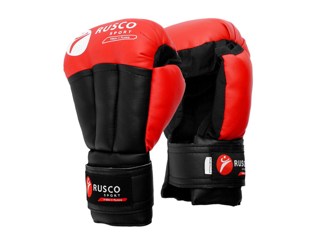 Перчатки для рукопашного боя RUSCOsport, к/з,  красные. 12 Oz :(к-12):