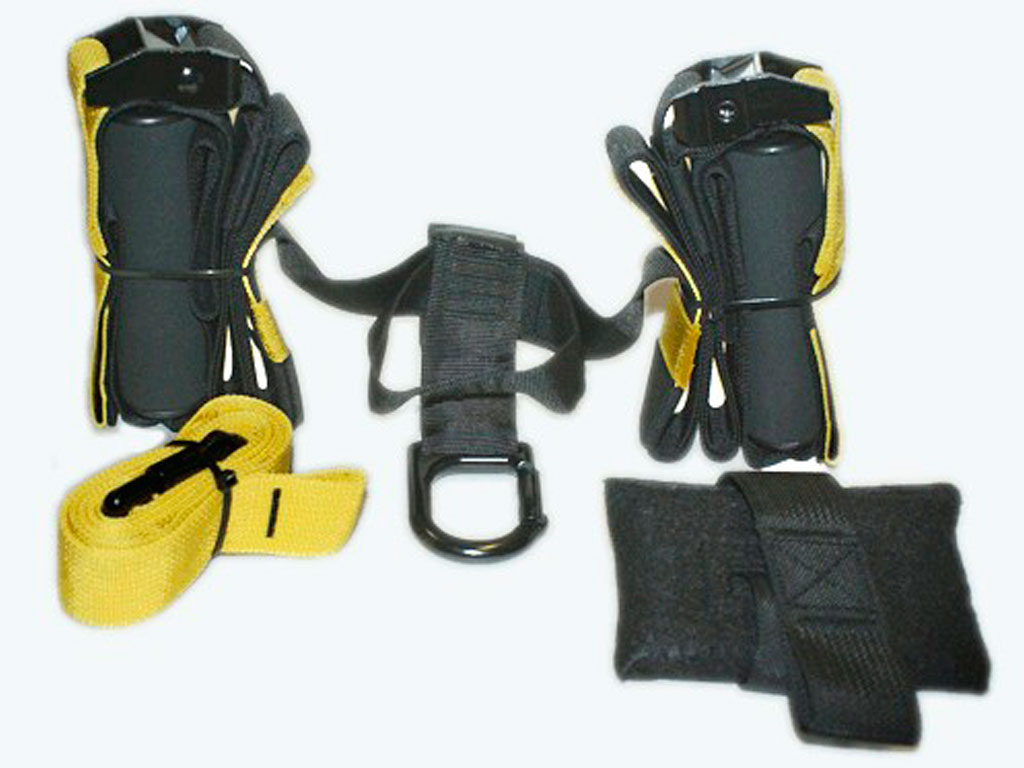 Эспандер многофункциональный. В комплекте: крепление на дверь, подвесное крепление,  2 рукоятки зафиксированные на стропе с карабином, сумочка. :(TRXP2):