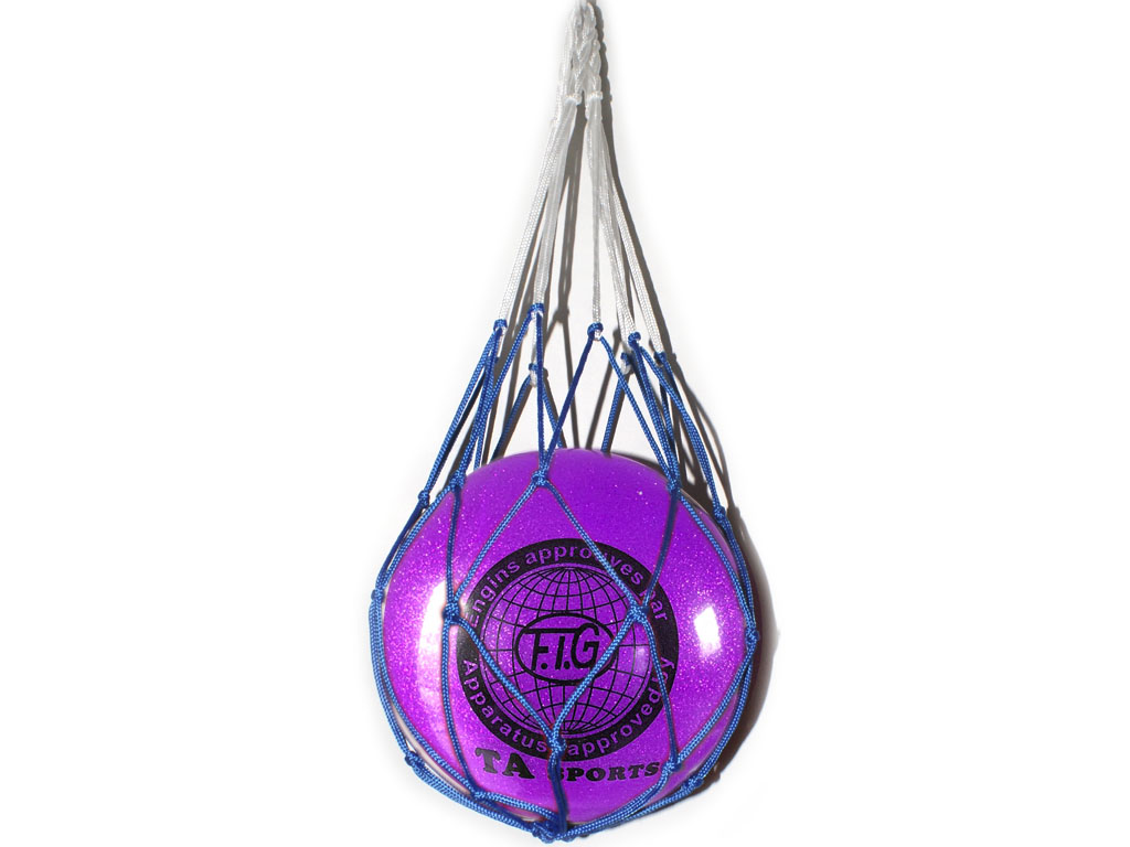 Мяч для художественной гимнастики силикон TA sport. Диамерт 19 см. Цвет фиолетовый с добавлением глиттера. К мячу прилагается сетка для переноски. :(Т9):