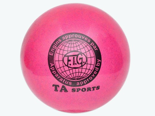 Мяч для художественной гимнастики силикон TA sport. Диамерт 19 см. Цвет розовый с добавлением глиттера. :(Т9):