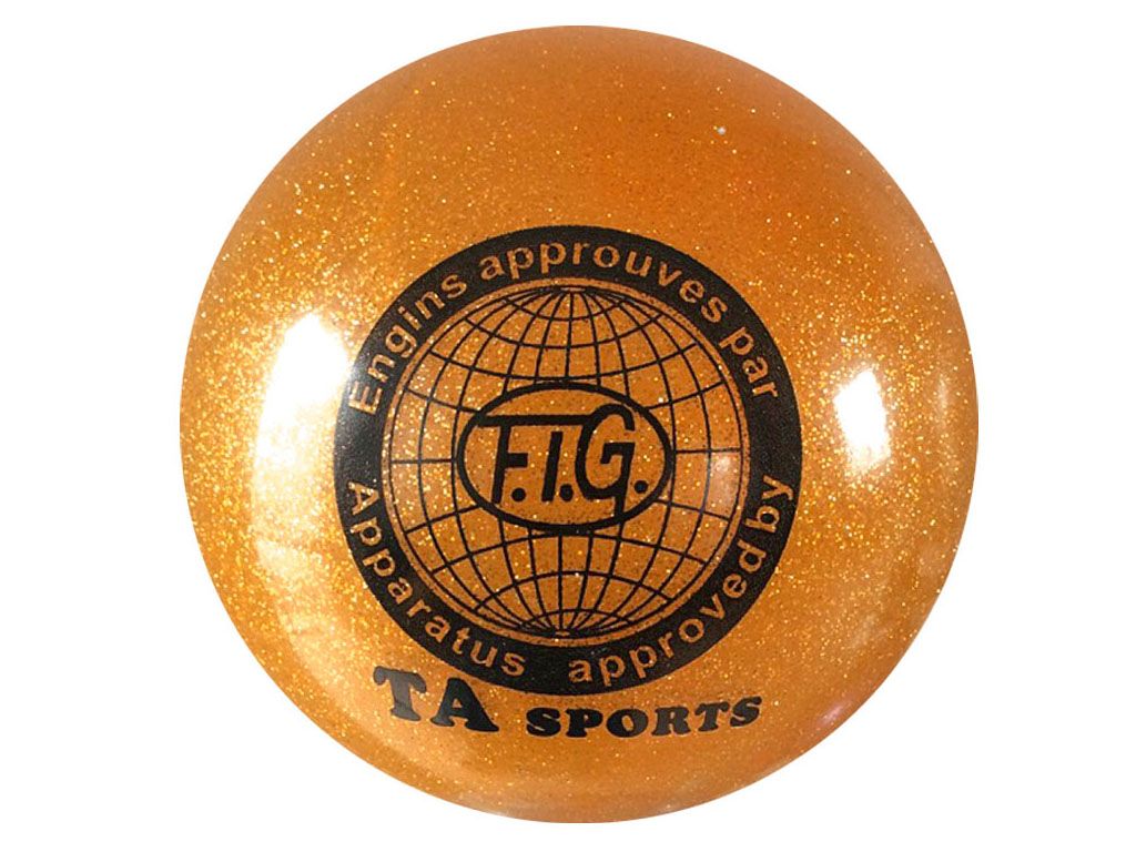Мяч для художественной гимнастики силикон TA sport. Диамерт 19 см. Цвет оранжевый с добавлением глиттера. :(Т9):