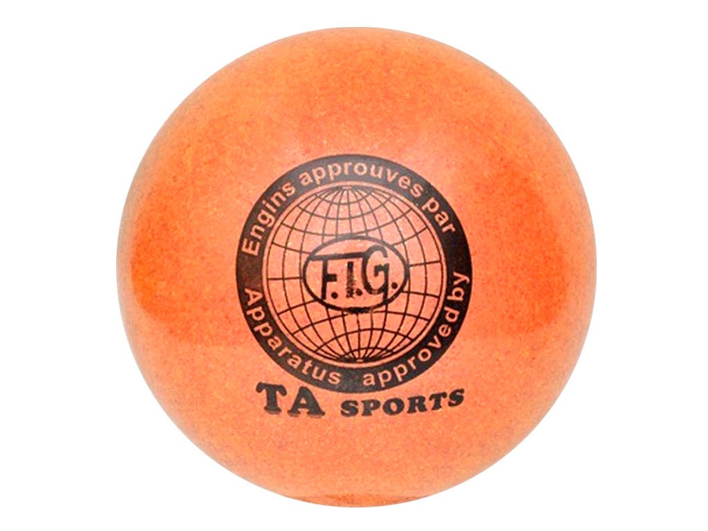 Мяч для художественной гимнастики. Диаметр 15 см. Цвет оранжевый с добавлением глиттера. К мячу прилагается сетка для переноски: Т12