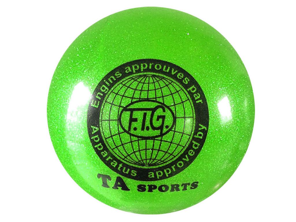 Мяч для художественной гимнастики силикон TA sport. Диамерт 19 см. Цвет зеленый с добавлением глиттера. :(Т9):