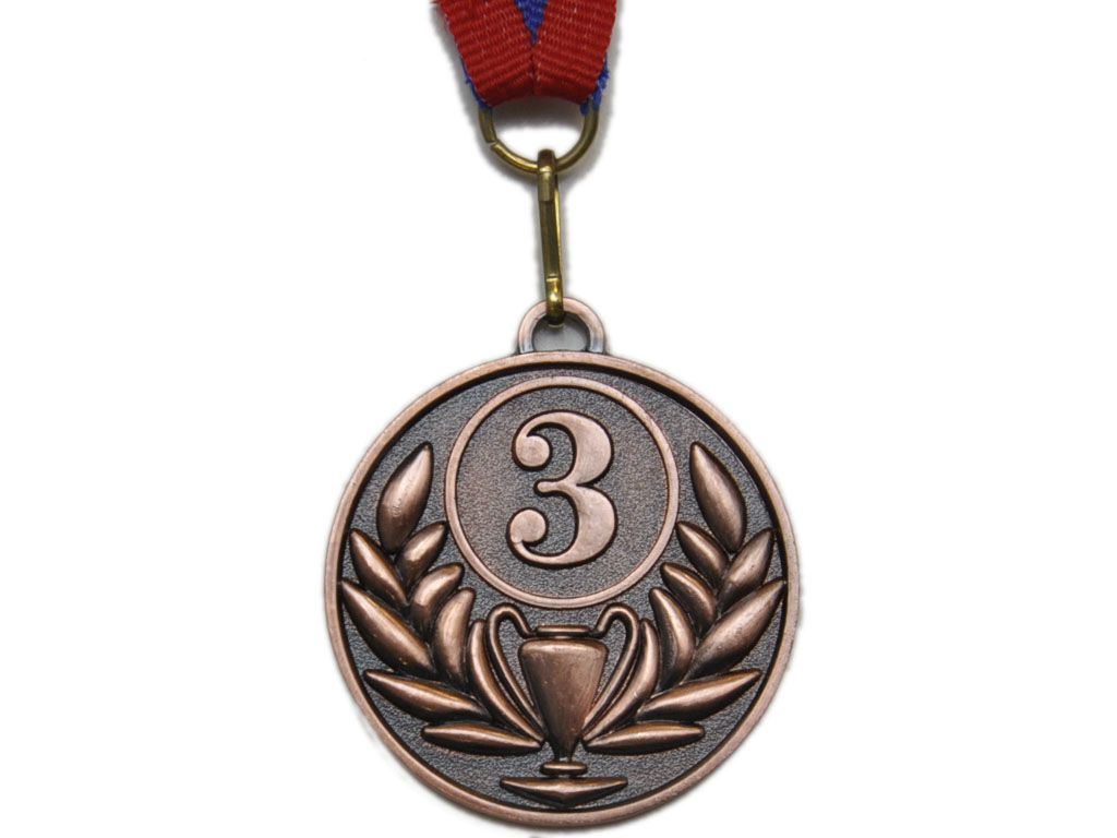 Медаль спортивная с лентой за 3 место. Диаметр 5 см: FF-3 FF-509-3