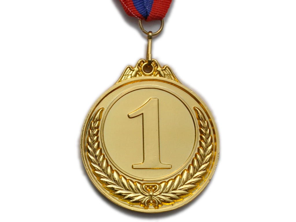 Медаль спортивная с лентой 1 место d - 5 см :PF-1