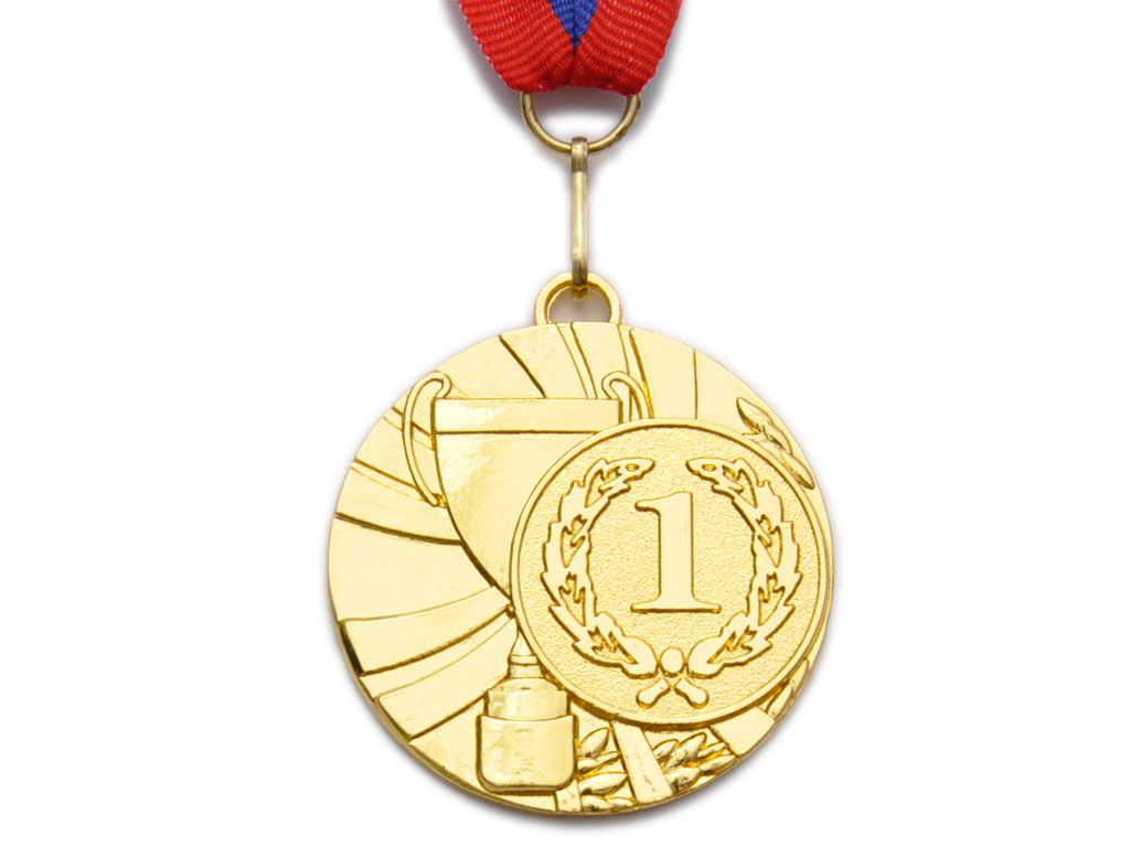 Медаль спортивная с лентой 1 место d - 5 см :5200-4