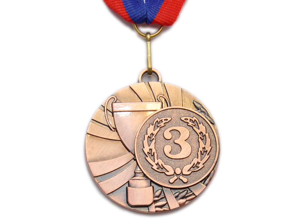 Медаль спортивная с лентой 3 место d - 5 см :5200-6