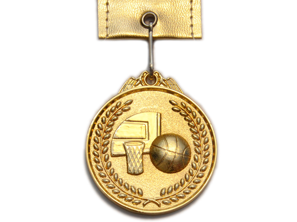 Медаль спортивная с лентой БАСКЕТБОЛ диаметр 6,5 см