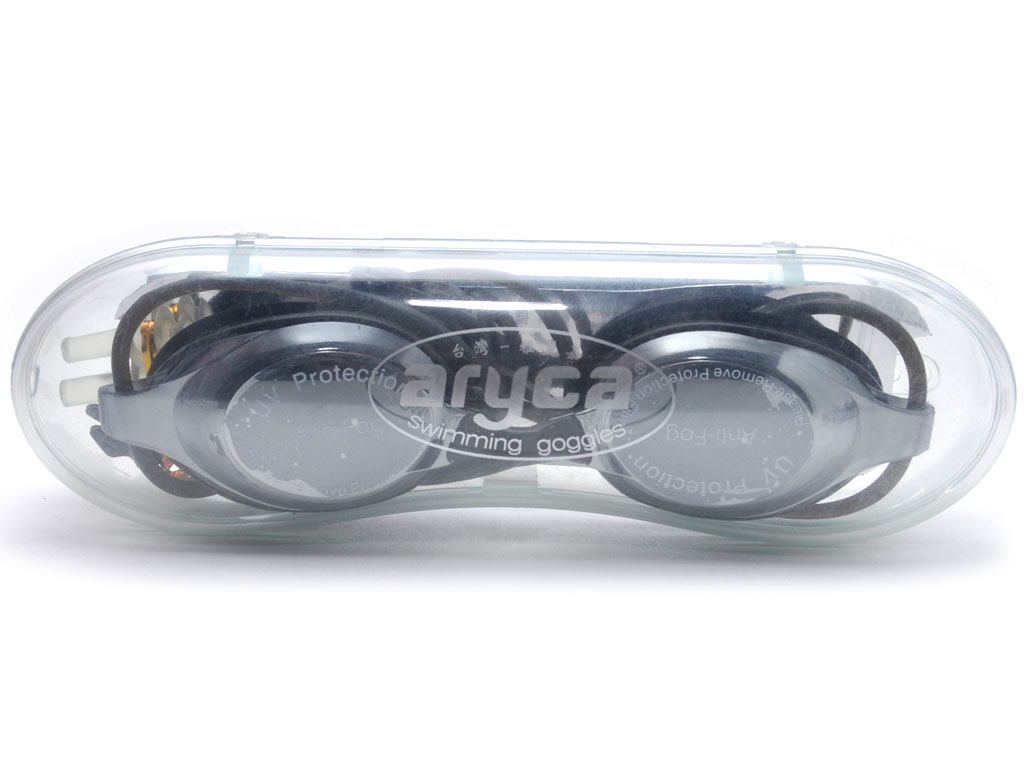 Очки для плавания ARYCA. Материал оправы - силикон, съёмная переносица, линзы - антизапотевающее покрытие , беруши в комплекте. WG25A