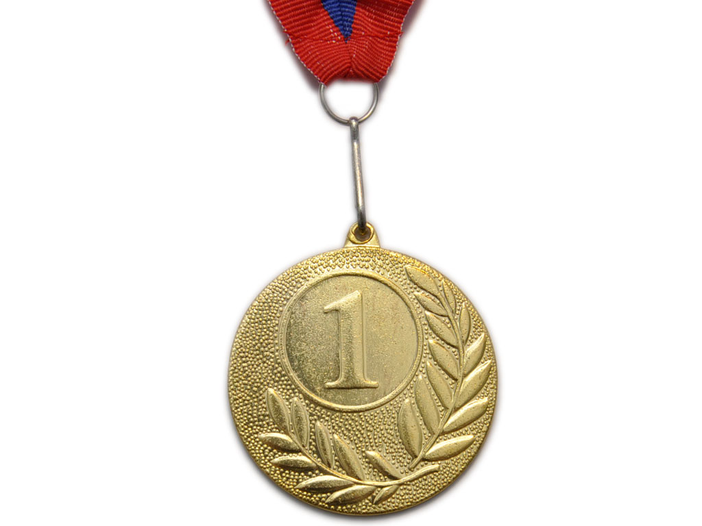 Медаль спортивная с лентой 1 место d - 5 см :T502-1