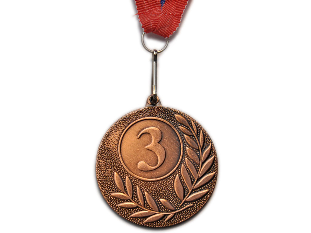 Медаль спортивная с лентой 3 место d - 5 см :T502-3