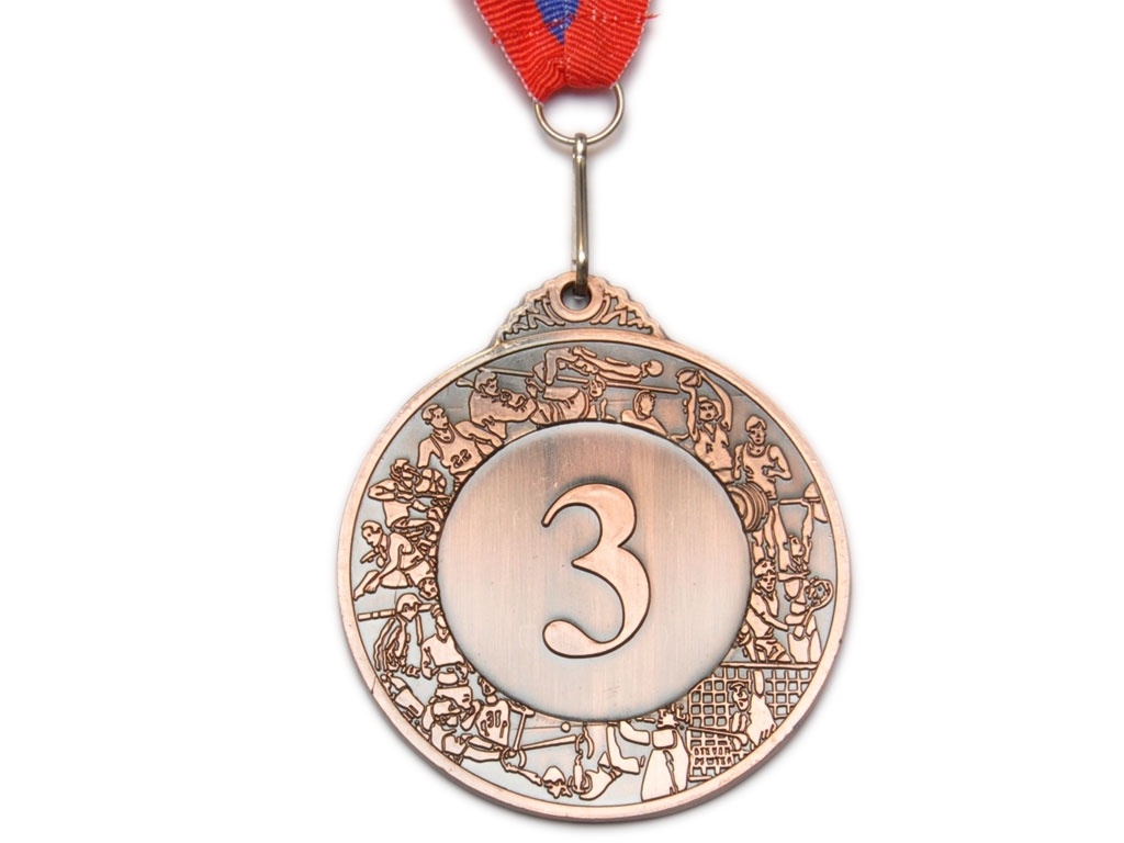 Медаль спортивная с лентой 3 место d - 6,5 см :T503-3