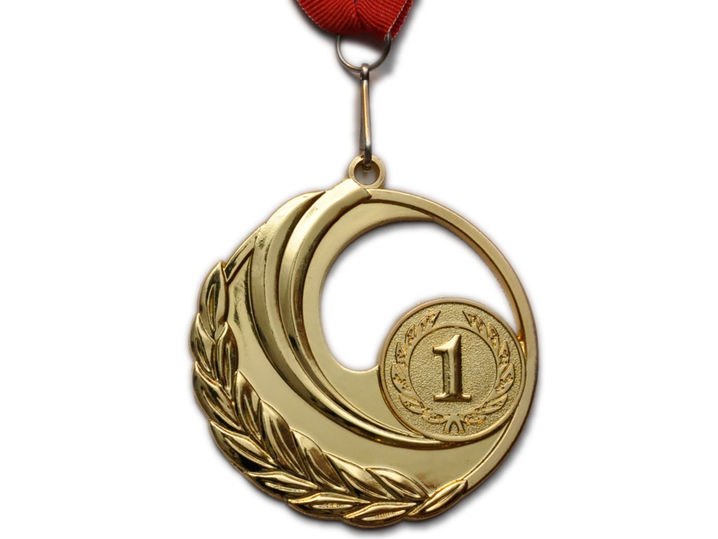 Медаль спортивная с лентой 1 место d - 7 см :5707-1