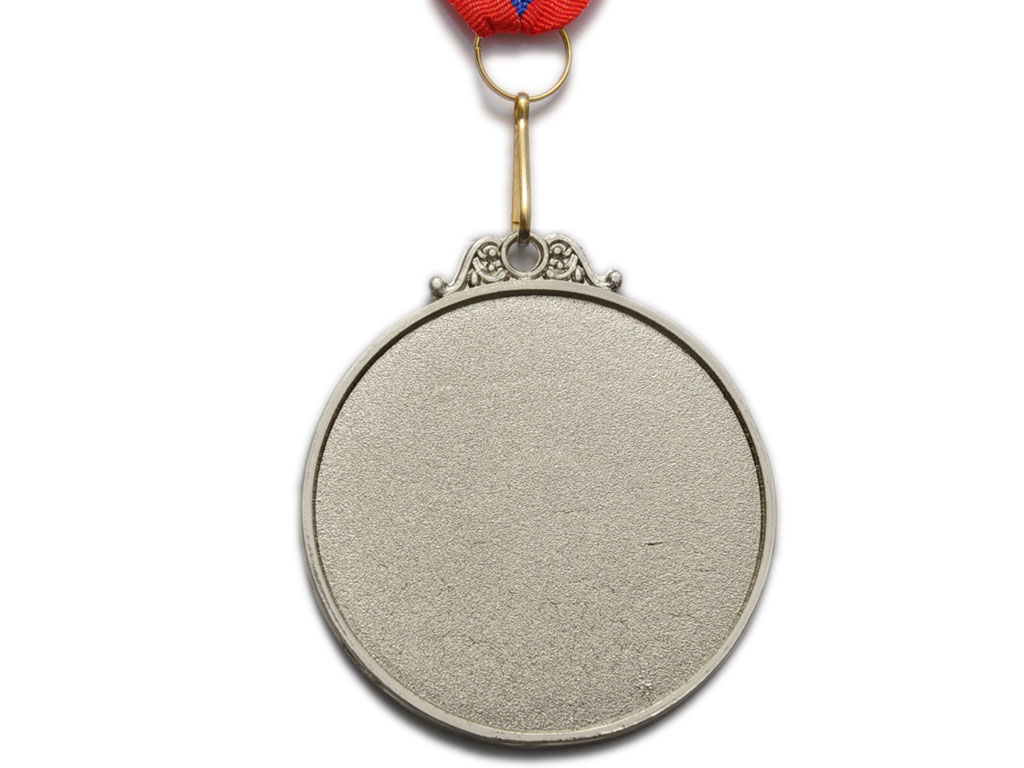 Медаль спортивная с лентой за 2 место. Диаметр 6,5 см: Е05-2