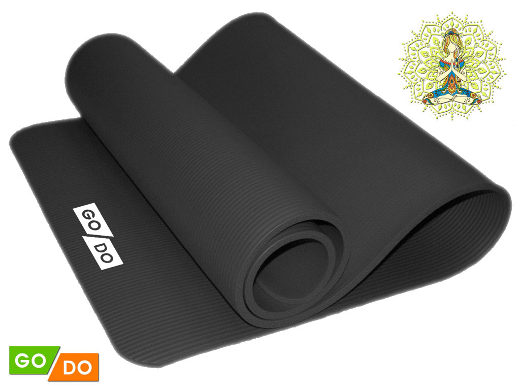 Коврик для йоги и фитнеса чёрный GO DO :BLACK К6010