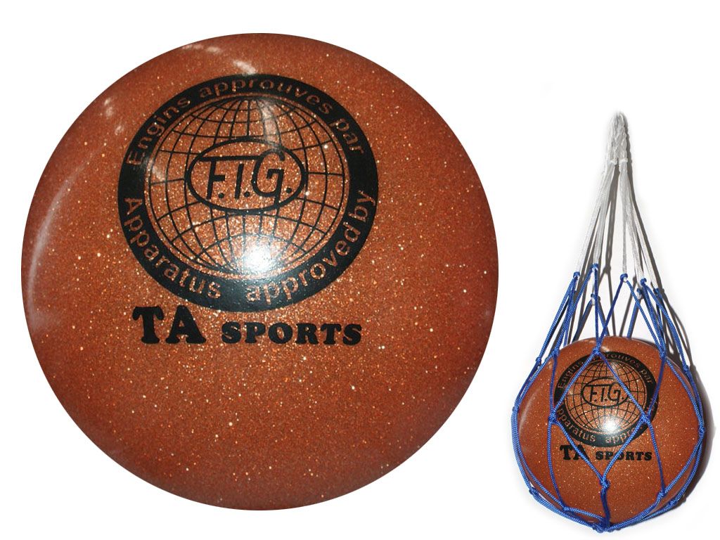 Мяч для художественной гимнастики. Диаметр 15 см. Цвет оранжевый имитация 