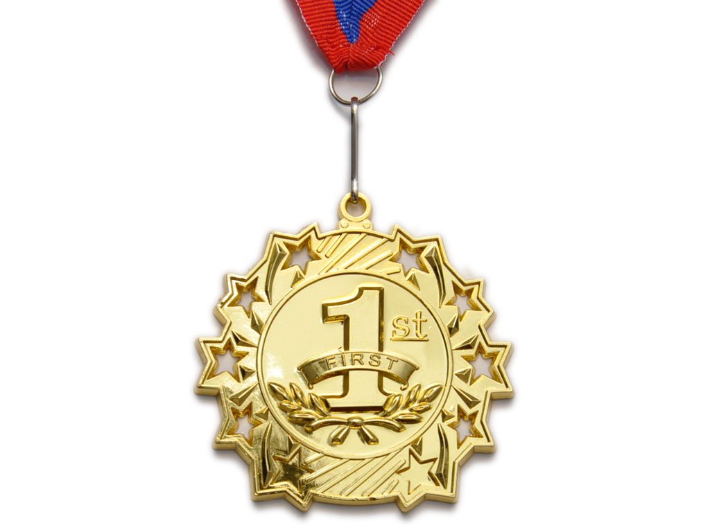 Медаль спортивная с лентой 1 место d - 6 см :1803-1