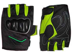 Велосипедные перчатки  с пластмассовым усилением BP-ZYH-B05-З цвет черно-зеленый купить оптом у поставщика sprinter-opt.ru