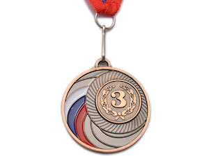 Медаль спортивная с лентой 3 место d - 5 см :1503-3 купить оптом у поставщика sprinter-opt.ru