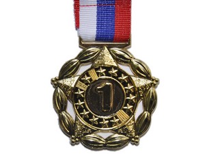 Медаль спортивная с лентой 1 место d - 5 см :1904-1 купить оптом у поставщика sprinter-opt.ru