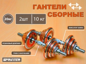 Гантели сборные 2 шт по 10 кг HA2-DD20 купить оптом у поставщика sprinter-opt.ru